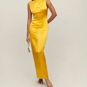Reformation Zya Yellow Silk Dress